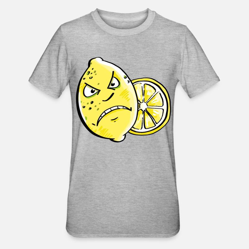 Bin Sauer - Citron - Citrus - T-shirt polycoton Unisexe - gris chiné