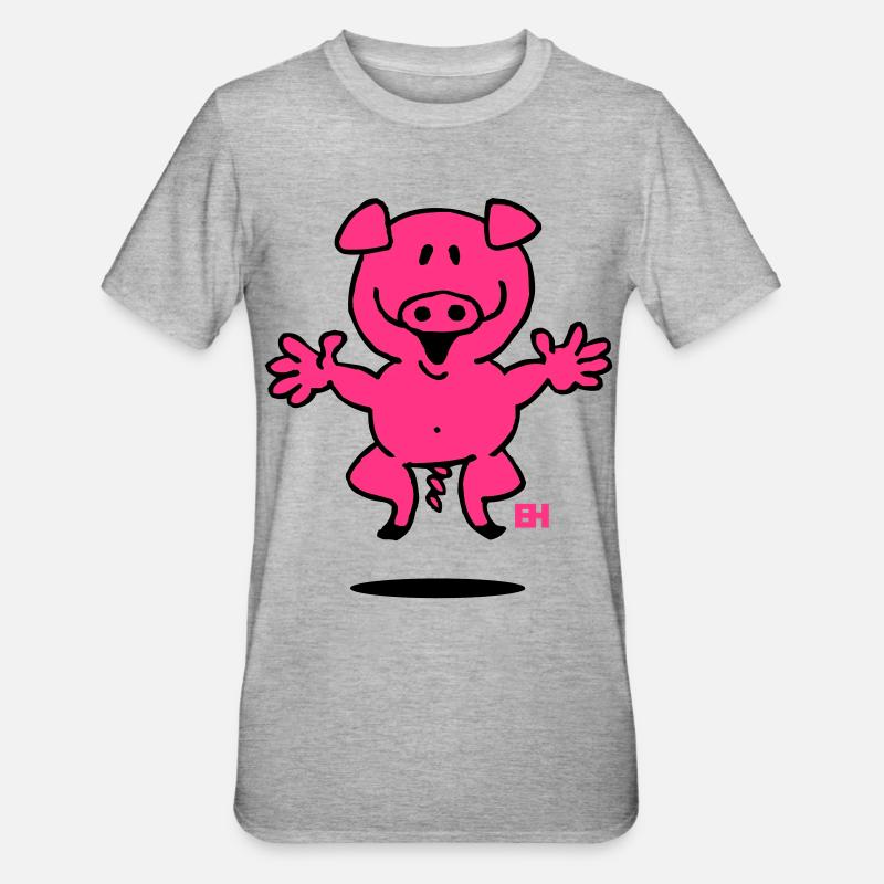 Ferkel - Unisex Polycotton T-Shirt - Grau meliert
