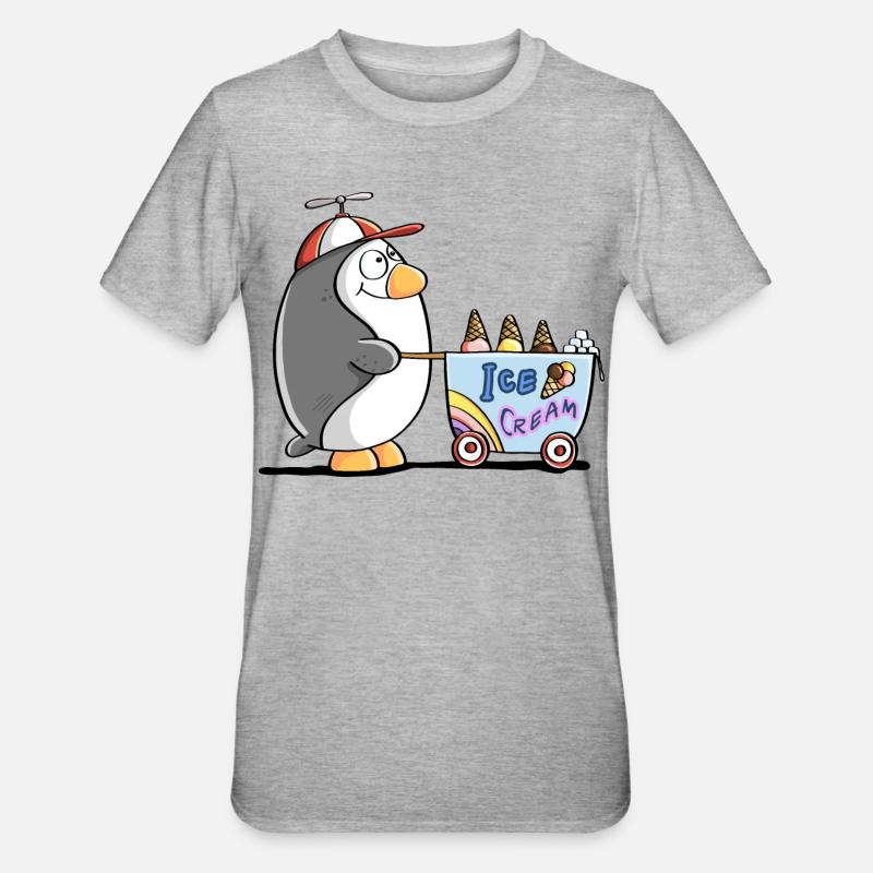 Pinguin Als Eisverkäufer - Eis - T-shirt polycoton Unisexe - gris chiné