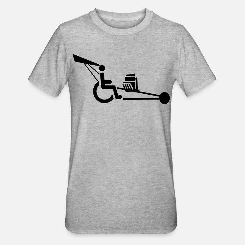 Bild eines Rollstuhls mit V8-Motor # - Unisex Polycotton T-Shirt - Grau meliert