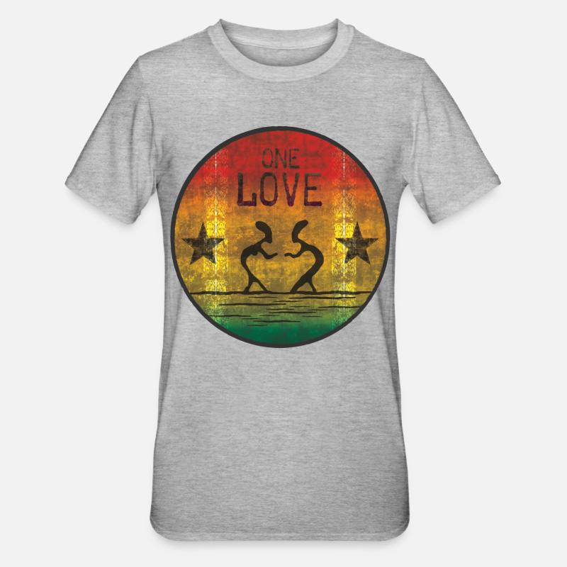 one love reggae - T-shirt polycoton Unisexe - gris chiné