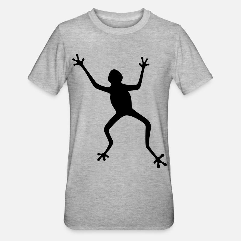 Frosch Silhouette: Tropisch, Regenwald - Unisex Polycotton T-Shirt - Grau meliert