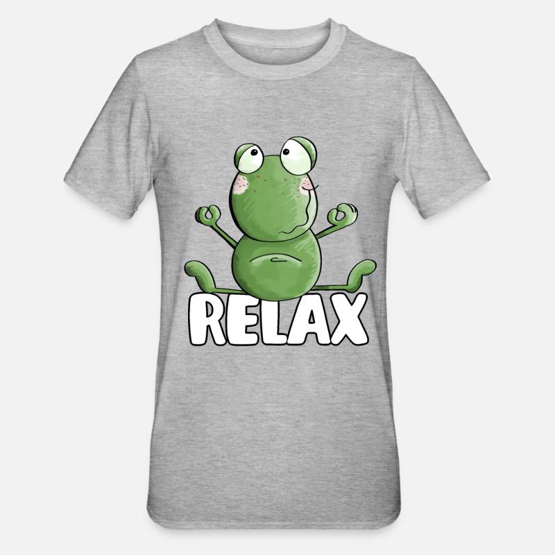 Frog Relaxing Yoga - Frogs - Toad - Quak - Unisex Polycotton T-Shirt - heather grey