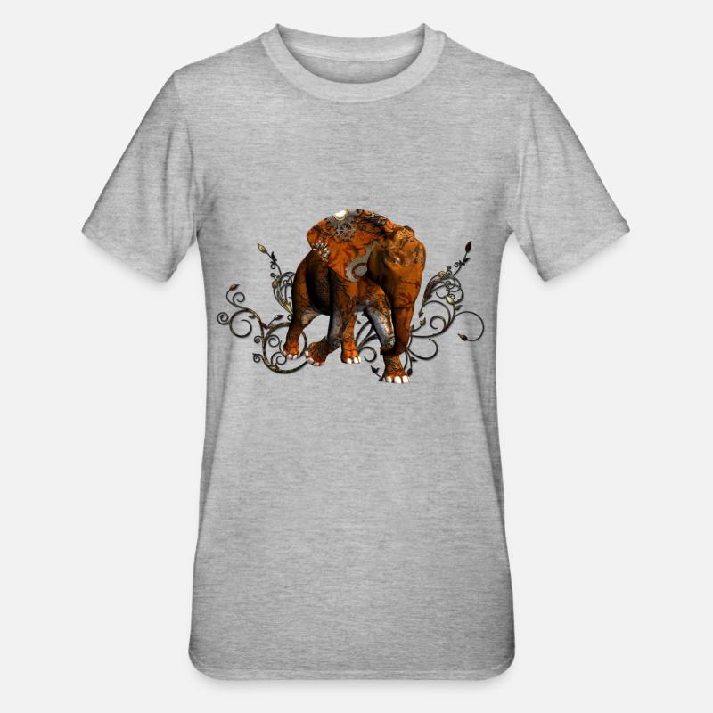 Superbe éléphant steampunk - T-shirt polycoton Unisexe - gris chiné