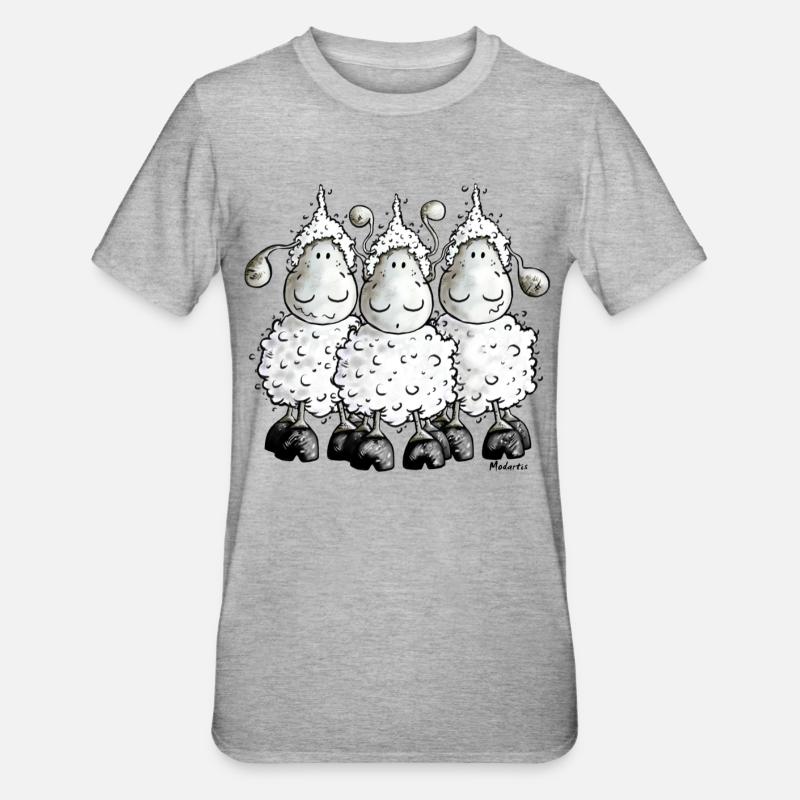 "Mc Wolle Schafe" - Sheep - Schaf - Unisex Polycotton T-Shirt - Grau meliert