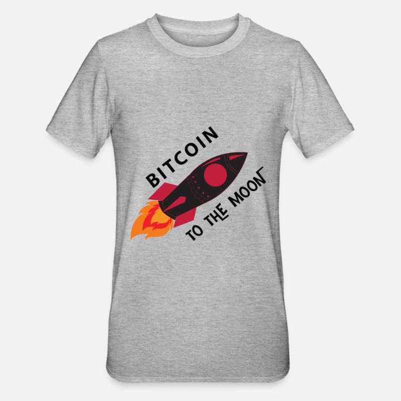 Bitcoin Rocket Moon - T-shirt polycoton Unisexe - gris chiné