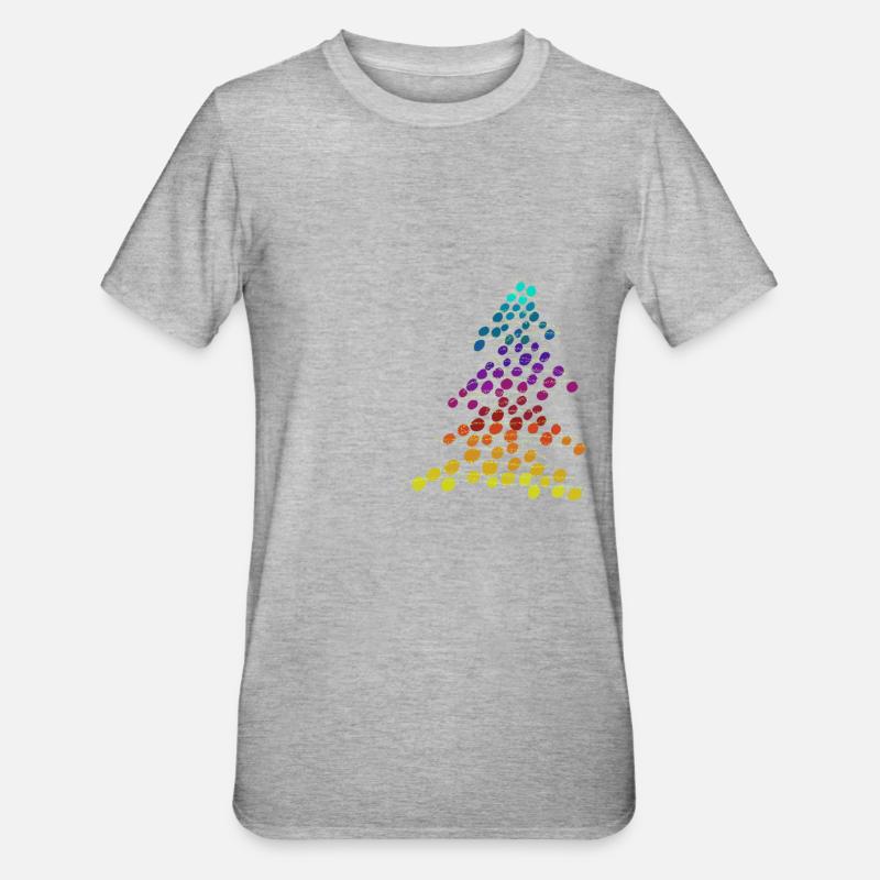 Rainbow Neon Christmas Tree – Dots & Lights - Unisex Polycotton T-Shirt - heather grey