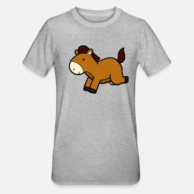 Springendes Pferd - Unisex Polycotton T-Shirt - Grau meliert