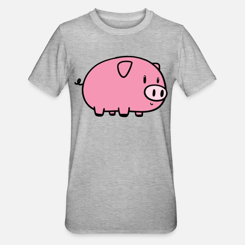 Kleines Schweinchen - Unisex Polycotton T-Shirt - Grau meliert