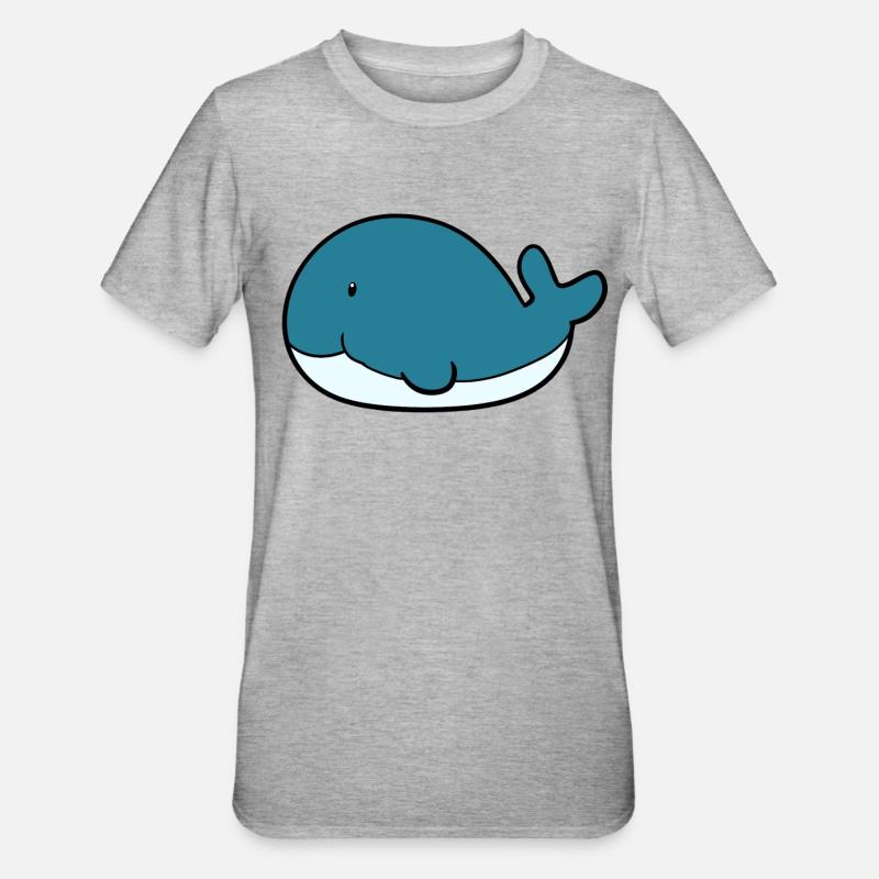 Kleiner Wal - Unisex Polycotton T-Shirt - Grau meliert