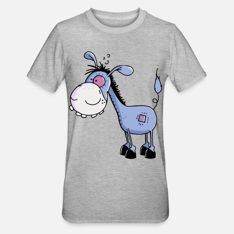 Esel - Langohresel - Eselchen - Unisex Polycotton T-Shirt - Grau meliert