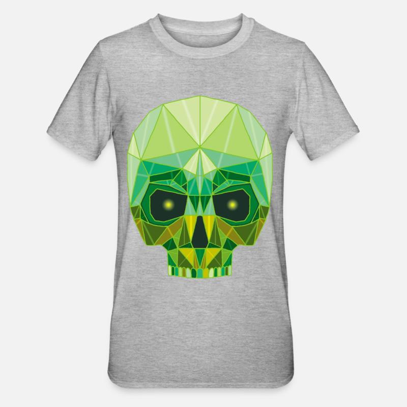 Smaragdgrüner Todeskopf - Unisex Polycotton T-Shirt - Grau meliert