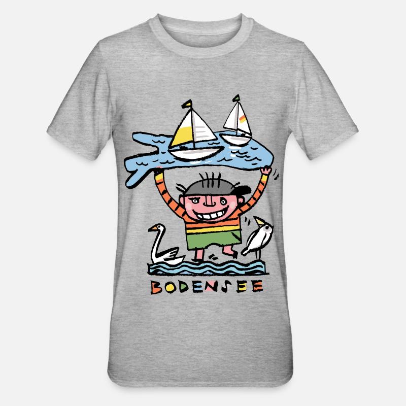 Bodensee - Unisex Polycotton T-Shirt - Grau meliert