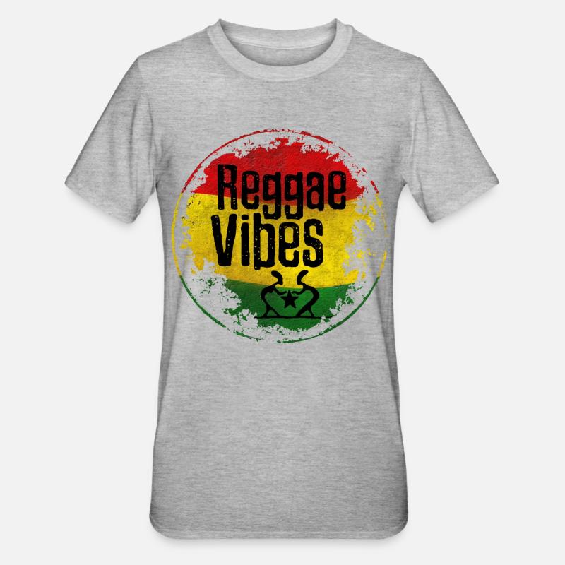 Reggae Vibes Paix Amour - T-shirt polycoton Unisexe - gris chiné
