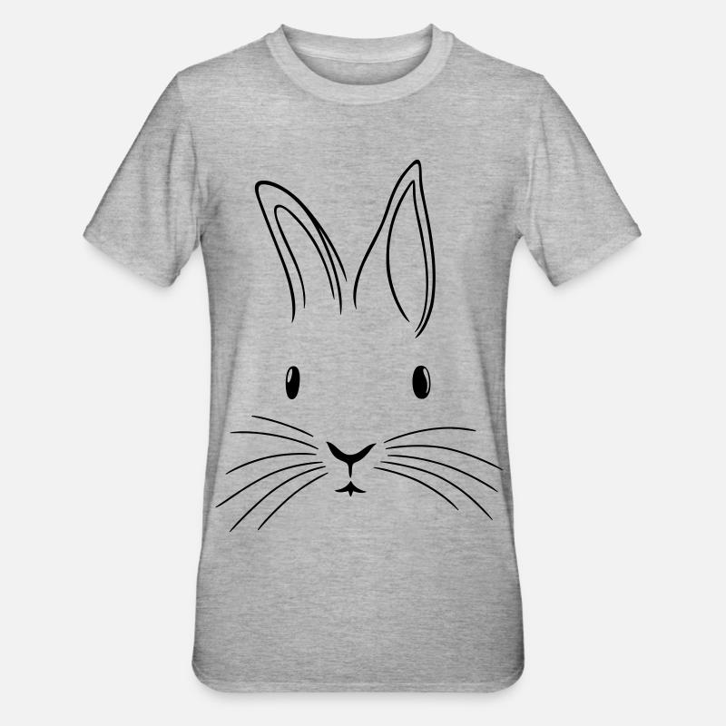 Minimalistisk kanin påskehare påske floppy øre - Unisex Polycotton T-skjorte - gråmelert