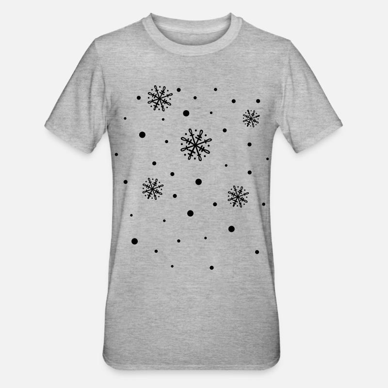 Schneeflocken, Winter, snowflakes - Unisex Polycotton T-Shirt - Grau meliert