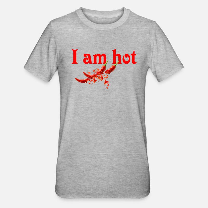 Ich bin scharf - Chilischote - Unisex Polycotton T-Shirt - Grau meliert