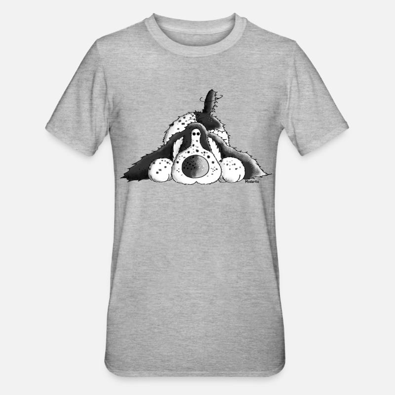 Fröhlicher Cocker Spaniel - Hund - Unisex Polycotton T-Shirt - Grau meliert