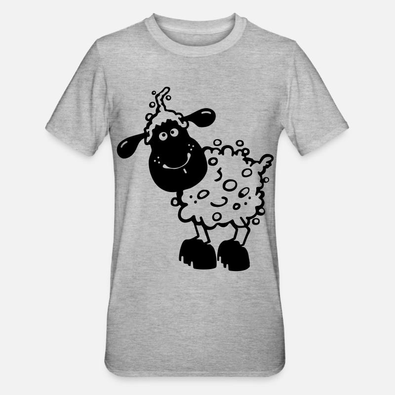 Petit mouton - Ferme - T-shirt polycoton Unisexe - gris chiné