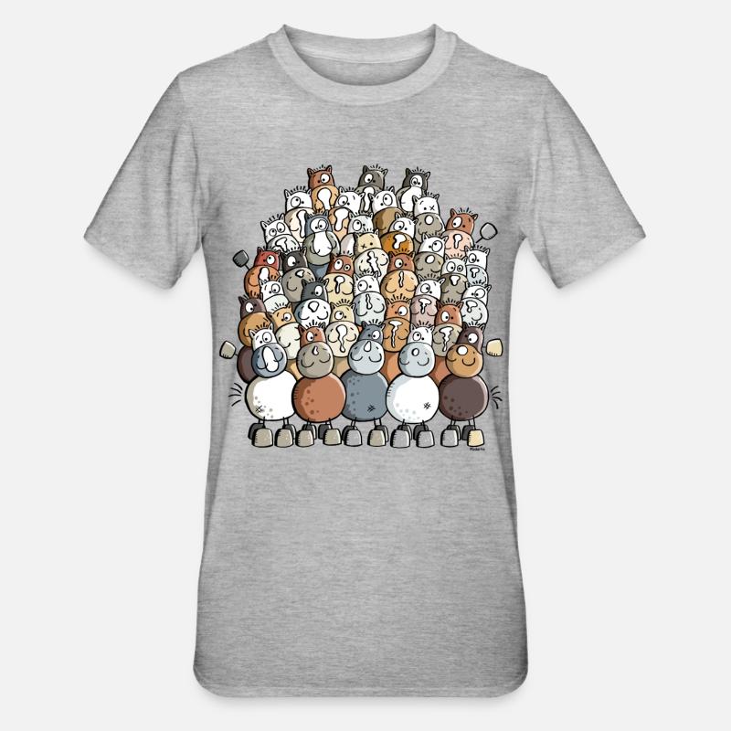 Bunter Pferdehaufen - Pferde - Unisex Polycotton T-Shirt - Grau meliert