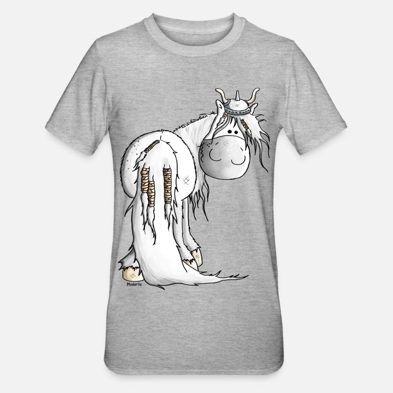 Wikinger Isländer - Pferd - Unisex Polycotton T-Shirt - Grau meliert