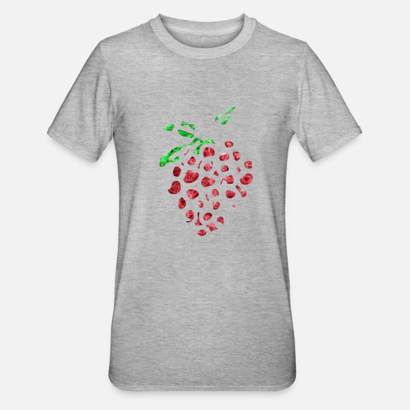 Verrückte Erdbeere - Unisex Polycotton T-Shirt - Grau meliert