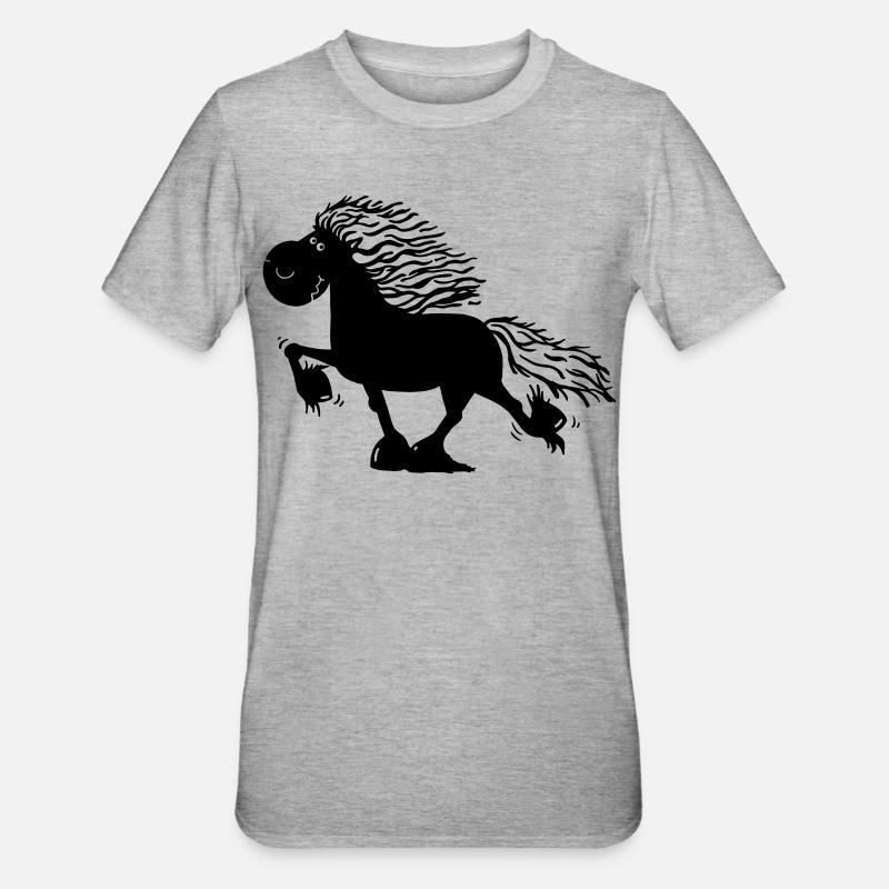 Töltender Isländer - Pferd - Unisex Polycotton T-Shirt - Grau meliert