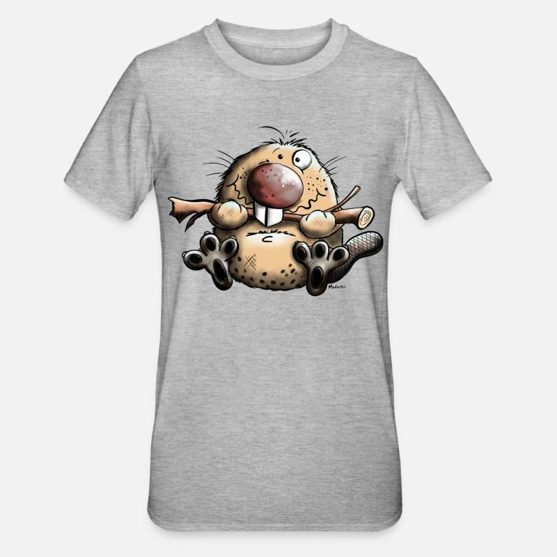 Lustiger Biber - Unisex Polycotton T-Shirt - Grau meliert