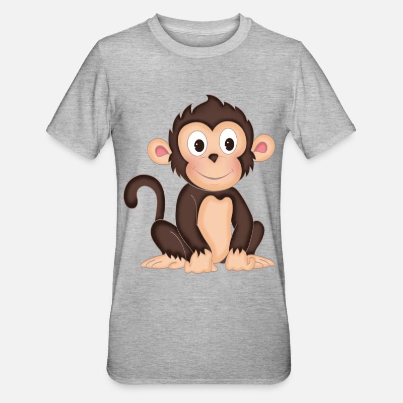 Monkey - cute monkey - design - Unisex Polycotton T-Shirt - heather grey