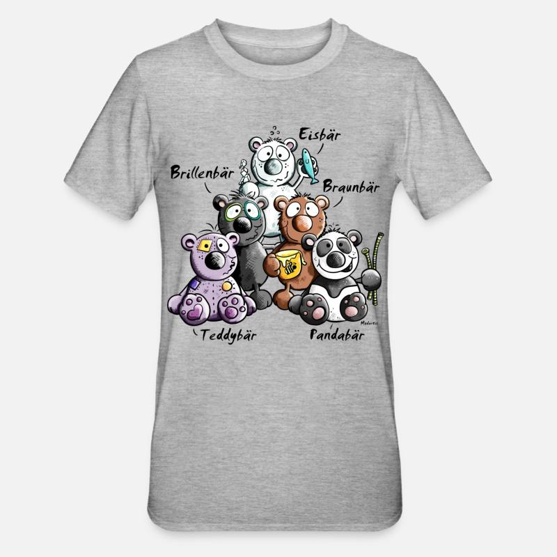 Bären Pyramide - Unisex Polycotton T-Shirt - Grau meliert