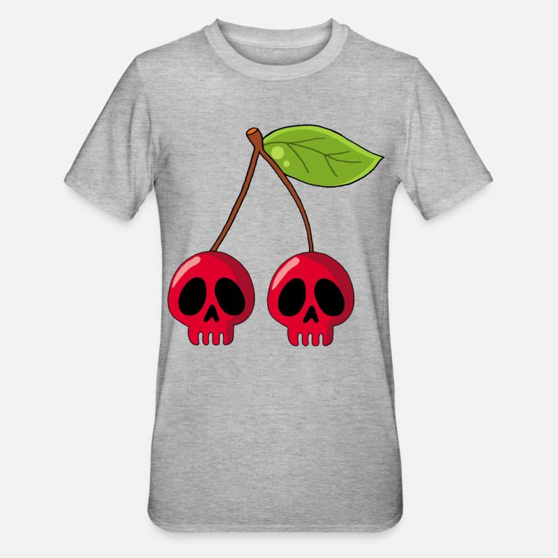 Kirschschädel - Unisex Polycotton T-Shirt - Grau meliert