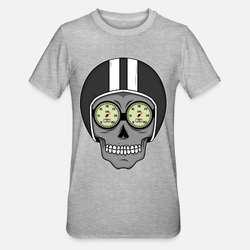 Skull Biker - Design - T-shirt polycoton Unisexe - gris chiné