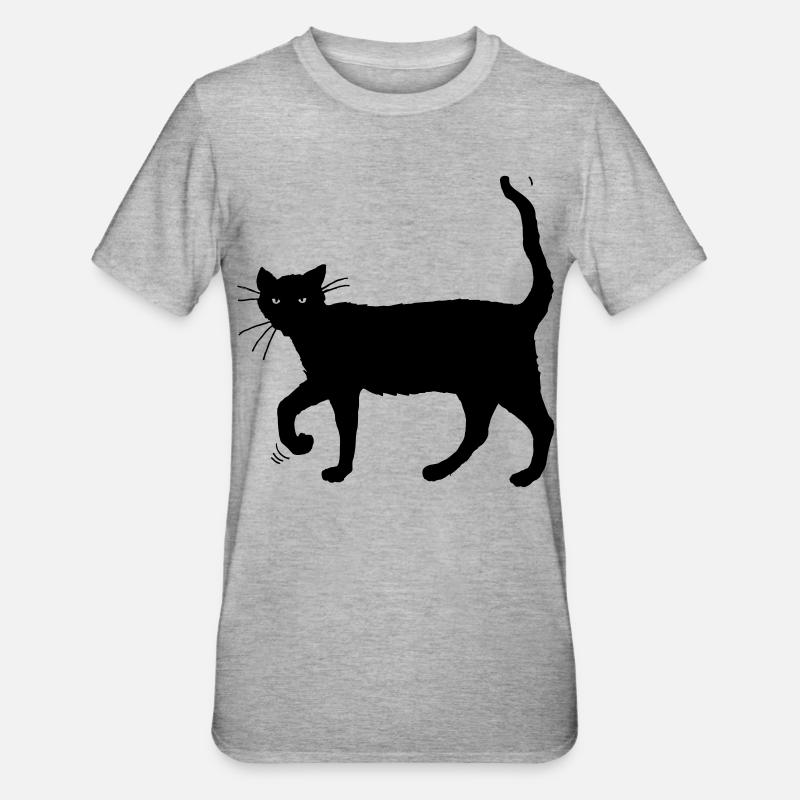 Black cat - Unisex Polycotton T-Shirt - heather grey
