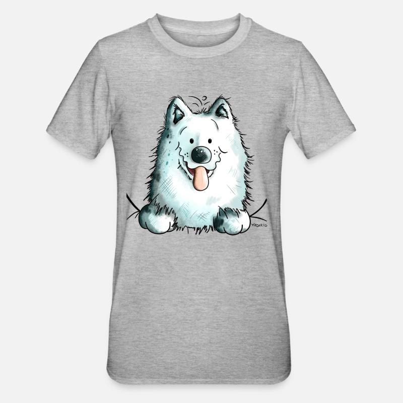 Cute Samoyed Dog - Samoyède - T-shirt polycoton Unisexe - gris chiné