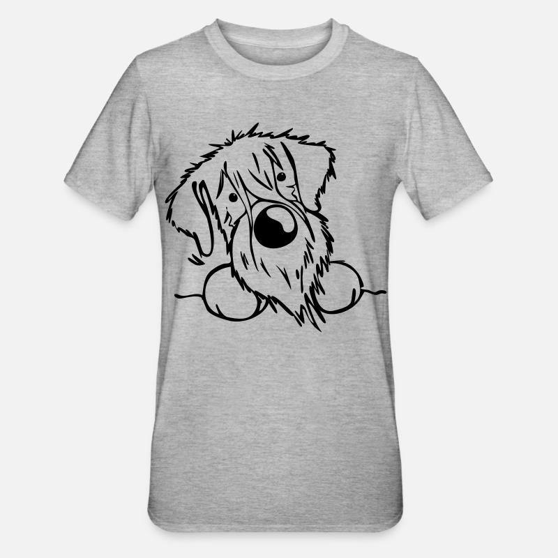 Neugieriger Schnauzer - Unisex Polycotton T-Shirt - Grau meliert