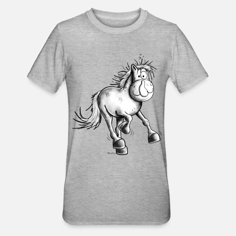 Flottes Pferdchen - Unisex Polycotton T-Shirt - Grau meliert