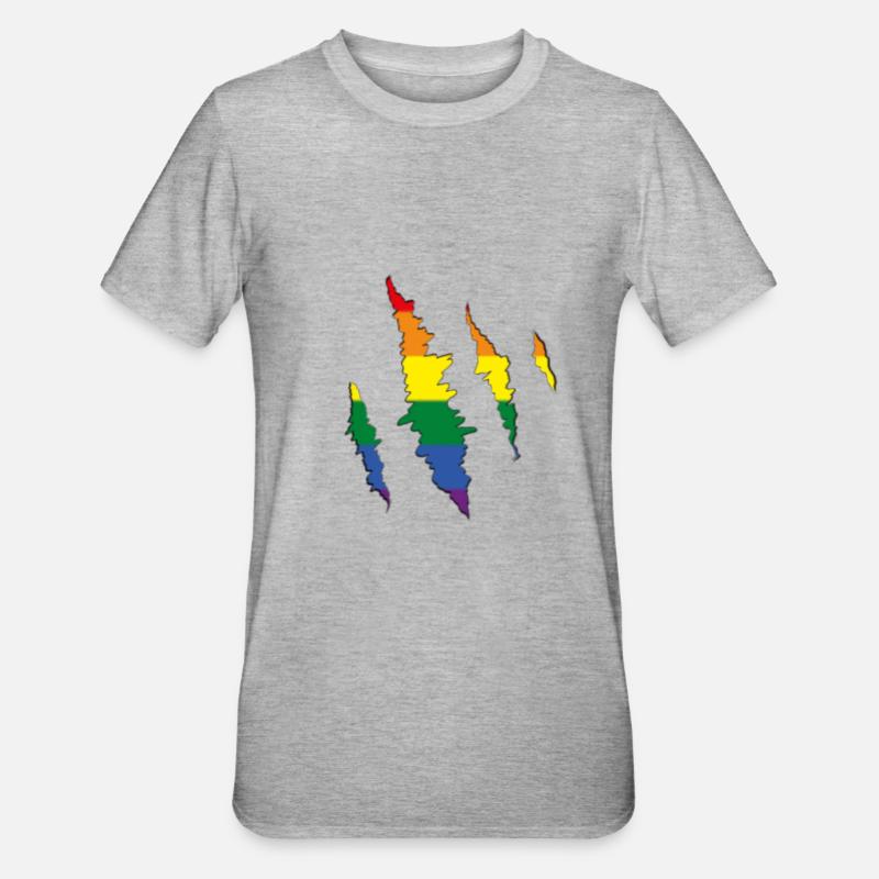 Rainbow Claw Scratch Trace - Unisex Polycotton T-Shirt - heather grey