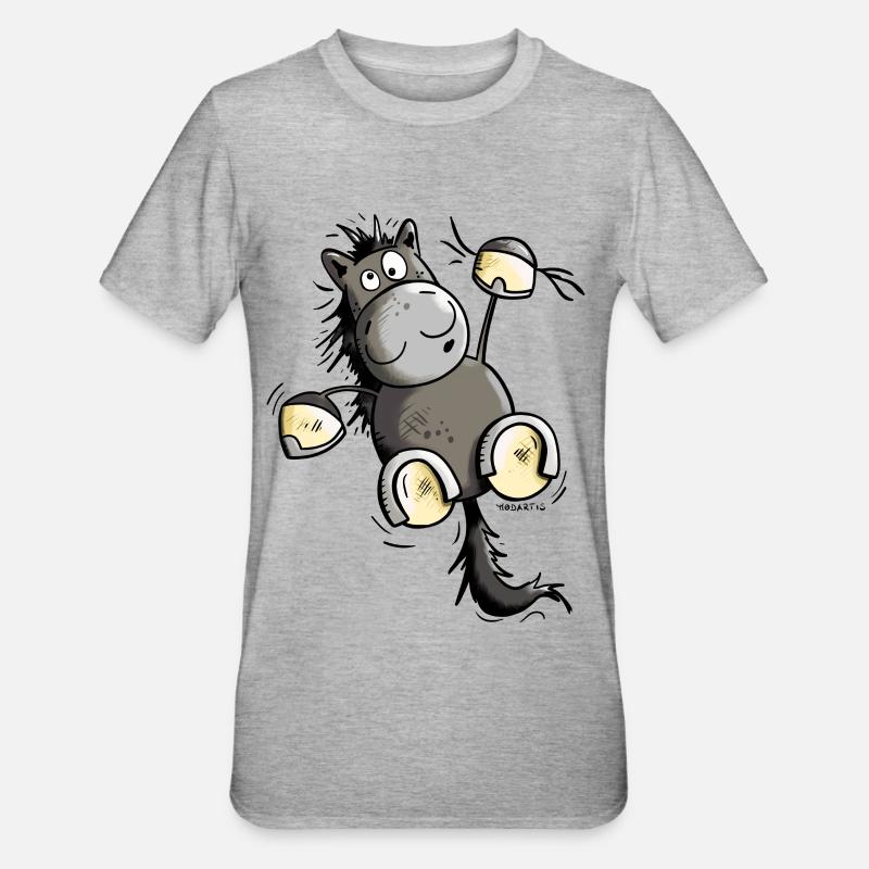 Rappe Pferd hängt ab - Unisex Polycotton T-Shirt - Grau meliert