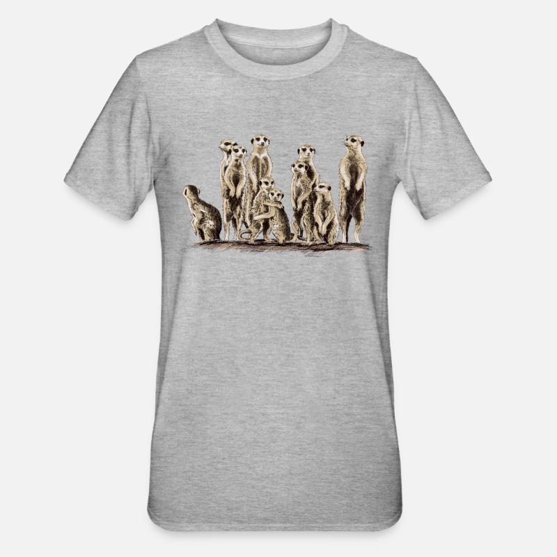 Erdmännchen - Unisex Polycotton T-Shirt - Grau meliert