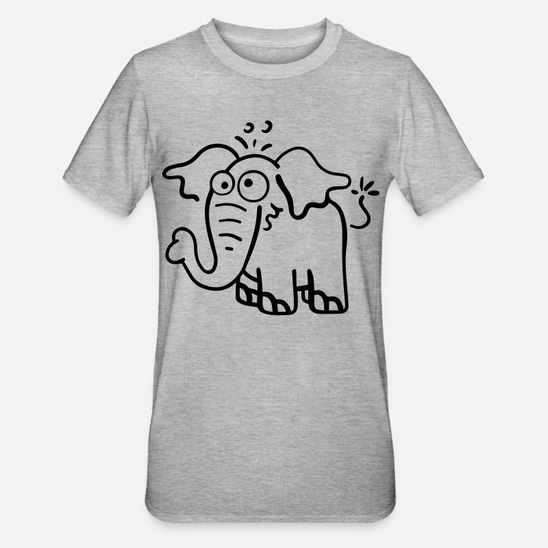 Drôle d'éléphant. - T-shirt polycoton Unisexe - gris chiné
