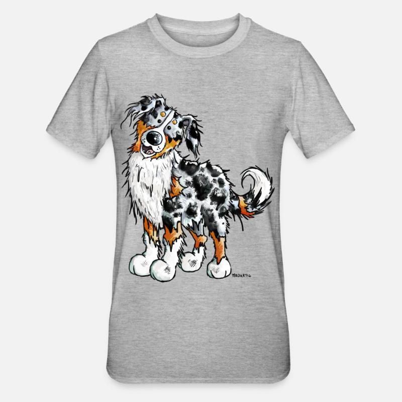 Witziger Australian Shepherd - Unisex Polycotton T-Shirt - Grau meliert