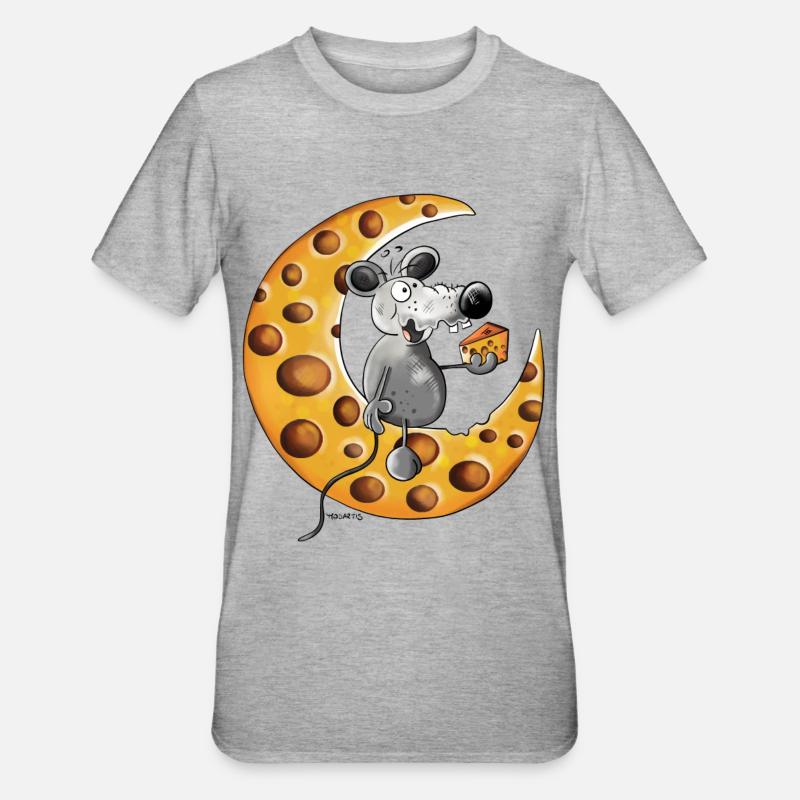 Maus liebt Käse - Unisex Polycotton T-Shirt - Grau meliert