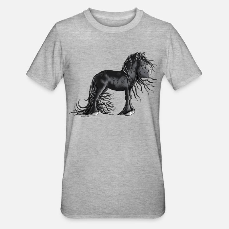 Süßes Friesenpferd - Unisex Polycotton T-Shirt - Grau meliert