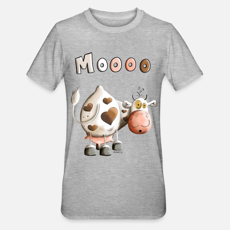 Moooo Vache - T-shirt polycoton Unisexe - gris chiné