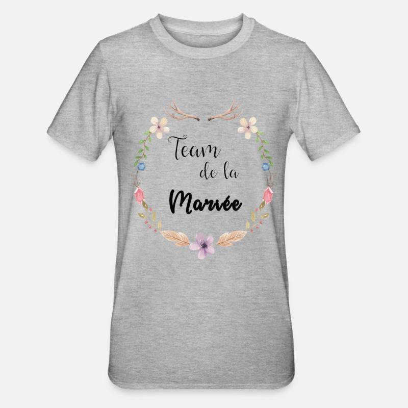 Boho Braut Mannschaft - Unisex Polycotton T-Shirt - Grau meliert