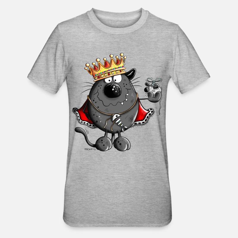 Roi de Chat - T-shirt polycoton Unisexe - gris chiné