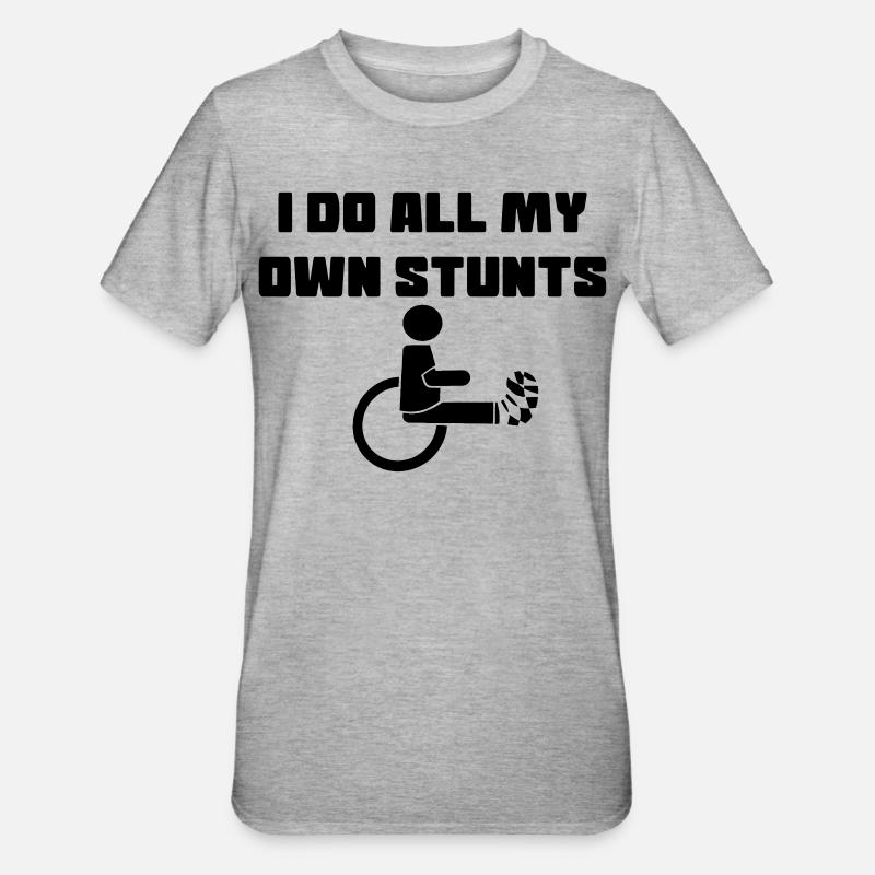 Rollstuhlfahrer mit Bein in Gips # - Unisex Polycotton T-Shirt - Grau meliert