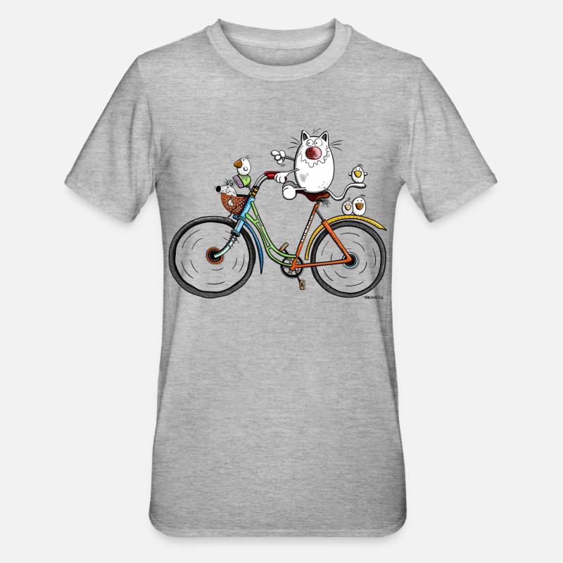 Chat à vélo - T-shirt polycoton Unisexe - gris chiné