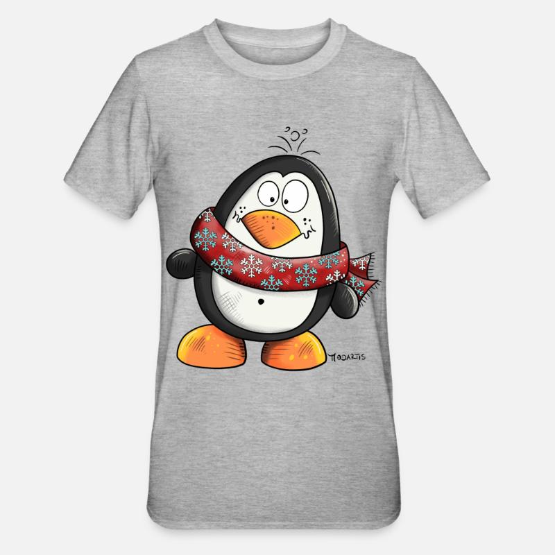 Der Pinguin - Unisex Polycotton T-Shirt - Grau meliert