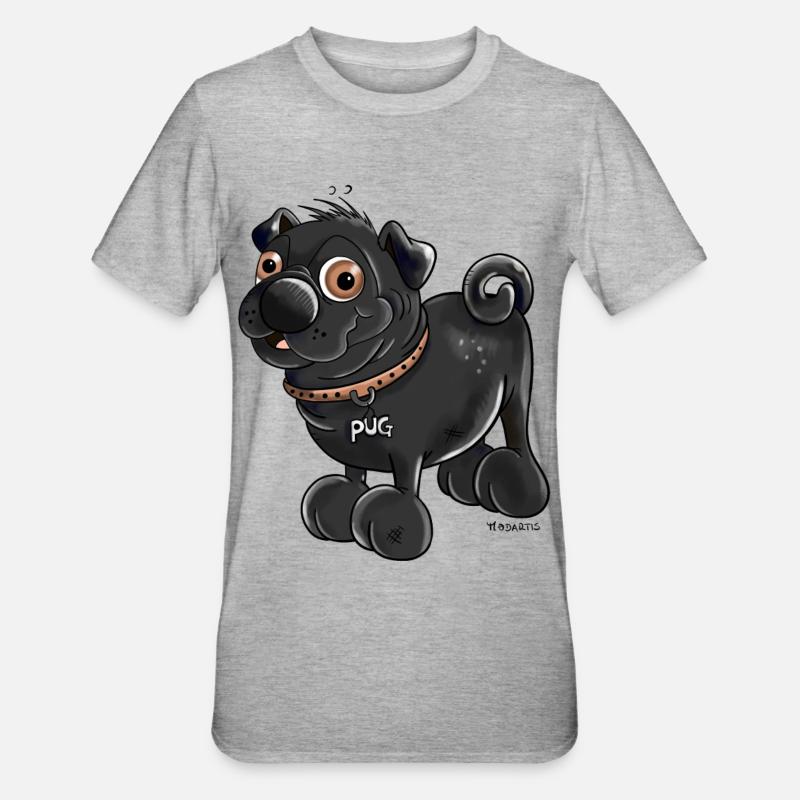 Da kommt ein Mops - Unisex Polycotton T-Shirt - Grau meliert